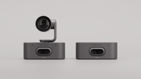 Rally AI Camera Pro (left) features a dual-camera system with 15x hybrid zoom and AI-powered RightSight 2 framing for crystal-clear, equitable video meeting experiences. Rally AI Camera (right) delivers brilliant optics in a discreet design that blends sleekly into room aesthetics.
