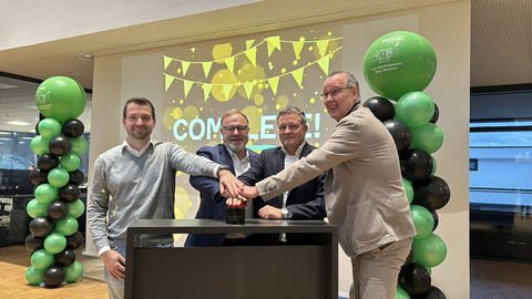 ADS-TEC Energy has successfully taken its new SAP-based cloud IT landscape into operational use. From left to right: Sebastian Schypulla (Chief Procurement & Logistics Officer), Christian Schütte (Project Lead), Thomas Speidel (CEO, ADS-TEC Energy) and Georg Varelmann (CEO, Varelmann Beratungsgesellschaft).