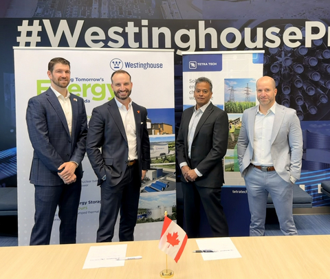 original Westinghouse and Tetra Tech have signed an agreement to collaborate on AP1000® and AP300™ projects in Ontario. From left: Brian Schmidt, Canada Project Procurement Sr. Manager, Westinghouse; David Tanel, Westinghouse Regional Vice President, Global Markets; Sanjay Krishnan, Unit President, Nuclear Services, Tetra Tech; and Marwan Zayouna, Director, Business Strategy, Tetra Tech.