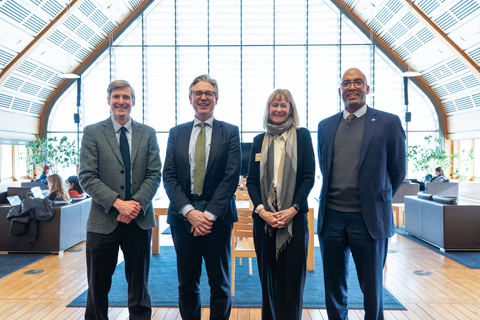 From Left to Right: Kenneth Gillingham, Senior Associate Dean of Academic Affairs at the Yale School of the Environment, Jose Antonio Miranda, Avangrid CEO, Indy Burke, Dean of the Yale School of the Environment, Frank Reynolds, President and CEO of United Illuminating. Photo Courtesy of Avangrid.