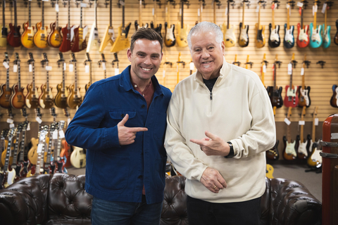 original Ben Montague, founder and CEO of TNAG Global, with Norman Harris, founder of Norman's Rare Guitars, at Norman's Rare Guitars on Ventura Boulevard in the San Fernando Valley