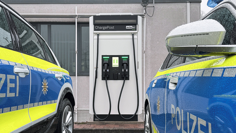 original Baden-Württemberg police has gone live with ADS-TEC Energy’s ChargePost for battery-buffered fast charging of EVs