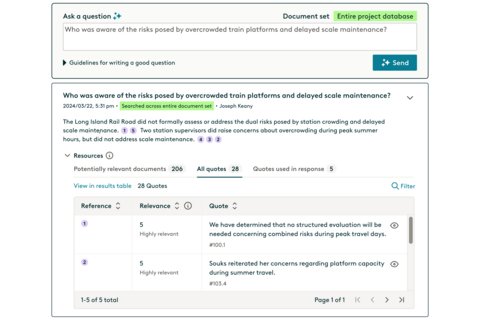 original Everlaw AI Deep Dive fundamentally reshapes the way legal teams conduct document review by allowing users to ask natural language questions of an entire document corpus – terabytes in size – and receive rapid, reliable, citation-backed answers directly from their documents. Answers are ranked by confidence level and supported with a list of facts and referenceable resources. When insufficient evidence exists, the system is designed to explicitly indicate that limitation rather than generating unreliable content. Deep Dive helps legal teams move beyond simple document retrieval to intelligent fact extraction and analysis, while maintaining the verification standards essential to legal practice. Deep Dive is helpful throughout the litigation lifecycle: early case assessment, production review, deposition prep and trial readiness.