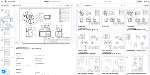 original Image courtesy of CADDi Inc. This is an example of a similarity search application using CADDi Drawer. Not part or drawing data from Dairy Conveyor Corporation (DCC).