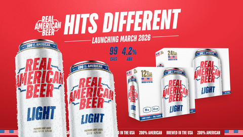 original Real American Beer doubles down on high-impact marketing assets, invests in new brewing partnership, and an eye-catching visual identity designed to dominate the retail shelf; introducing brand taglines “200% AMERICAN” and “HITS DIFFERENT”