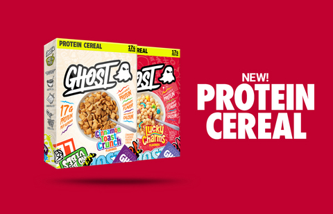GHOST® PROTEIN CEREAL x CINNAMON TOAST CRUNCH™ and GHOST® PROTEIN CEREAL x LUCKY CHARMS™ elevate your breakfast experience with 17g of protein per serving