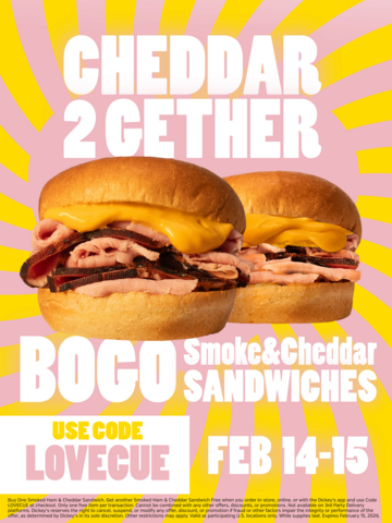 original Celebrate Valentine's Day with a Smoked Ham & Cheddar sandwich BOGO