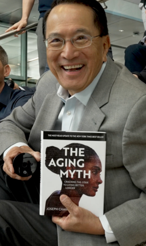 Dr. Joseph Chang of Nu Skin with his relaunched bestselling book, The Aging Myth. Many of the discoveries in his new book were instrumental in the development of the Prysm iO intelligent wellness platform.