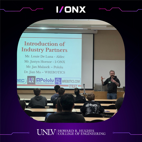 I/ONX Chief Executive Officer and Board Member, Justyn Hornor, introduces I/ONX during AI-driven, Career Inspiring Experiential Program for Semiconductor Education (ACIES) program at University of Nevada Las Vegas’ (UNLV) College of Engineering.