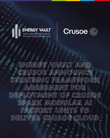 original Energy Vault and Crusoe Announce Strategic Framework Agreement for Deployment of Crusoe Spark Modular AI Factory Units to Deliver Crusoe Cloud