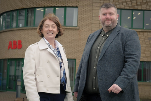 Paula O'Neill, Managing Director, Premium Power (L) and Owen Flood, Local Division Manager, ABB Electrification Service (R)