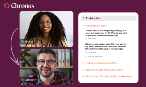 Chronus connects peers for guided conversations around Change Adoption including AI Adoption.