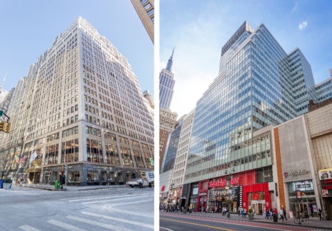 (L) 1400 Broadway; (R) 111 W. 33rd Street