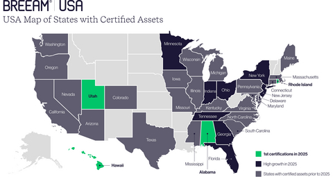 BREEAM USA Map of States with Certified Assets (Graphic: BREEAM)