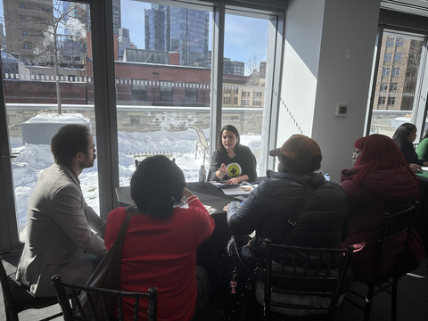 original AIRnyc Community Health Worker, Jennifer Arcila Romero, leads a discussion with Health & Housing Consortium partner organizations. Powered by a three-year, $550,000 grant from the Anthem Blue Cross and Blue Shield Foundation, AIRnyc’s approach is delivering improved clinical outcomes for blood pressure and A1C control.