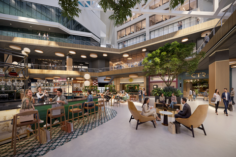 The latest rendering of The CTR highlights the new restaurant concepts that will be introduced as part of CTR Food Works, along with a close-up of the CTR Bar, the largest in the state.