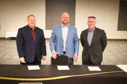 From left: Alden Stout, Vice President Academic Affairs Newman University, Dr. Ryan Ruda, President Garden City Community College and Jason Justus, President of St. Catherine Hospital – Garden City, St. Catherine Hospital – Dodge City, and Bob Wilson Memorial Hospital in Ulysses.