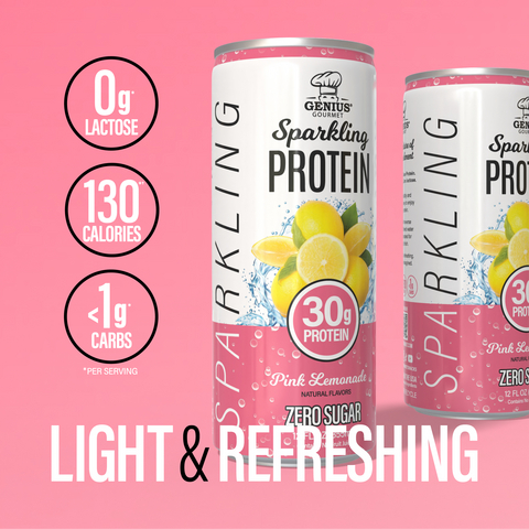 Genius Gourmet® Launches Pink Lemonade Sparkling Protein Nationwide in Exclusive Target Debut. Pink Lemonade (Target Exclusive), Fruit Punch, and Blue Raspberry Lemonade Bring the Future of Refreshment to Functional Beverages. (Photo: Genius Gourmet)