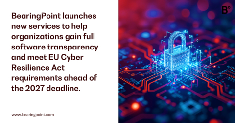 BearingPoint announces the launch of two new service offerings designed to address the growing complexity of software supply chains and the upcoming regulatory requirements under the EU Cyber Resilience Act (CRA): SBOM Management Services and CRA Compliance Services.