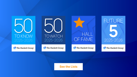 The Hackett Group® Solution Intelligence Procurement Technology Recognition Lists: "50 To Know," "50 To Watch," "Hall of Fame," and "Future 5"