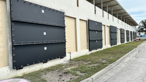 The FRA Flood Panel installed at City of St. Petersburg's Northeast Water Reclamation Facility