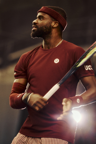 Frances Tiafoe wears lululemon’s new sweat-concealing ShowZero technology, which he will introduce at the BNP Paribas Open this week.