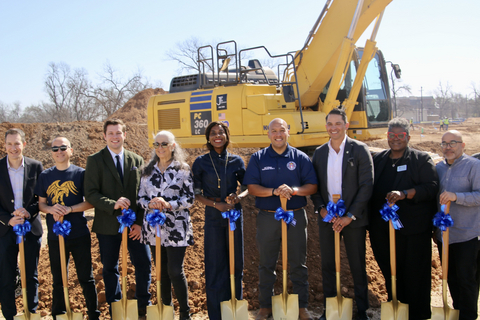 Anita Coy Groundbreaking (Photo Credit: The NRP Group) (L-R) Jason Glasser, Portfolio Manager and Managing Director, Clarion Partners; Vincent Tovar, PFC Board Member; Nick Walsh, VP of Development, NRP Group; Lulu Flores, State Representative, District 51; Asahi Pompey, Global Head of Office of Corporate Engagement and Chair of Urban Investment Group, Goldman Sachs; Jose Velasquez, Councilmember District 3, City of Austin; Matias Segura, Superintendent, Austin ISD; Trustee Candace Hunter, President of the PFC; Dr. Kevin Foster, District 3, Austin ISD Board of Trustees