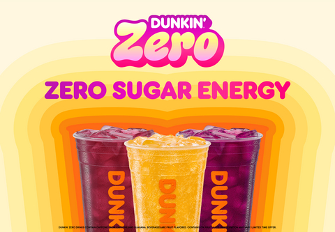 original Dunkin’ Zero, Dunkin’s new zero-sugar energy drink, is available in six fruit-forward flavors and contains zero grams of sugar and 20 calories in a medium.