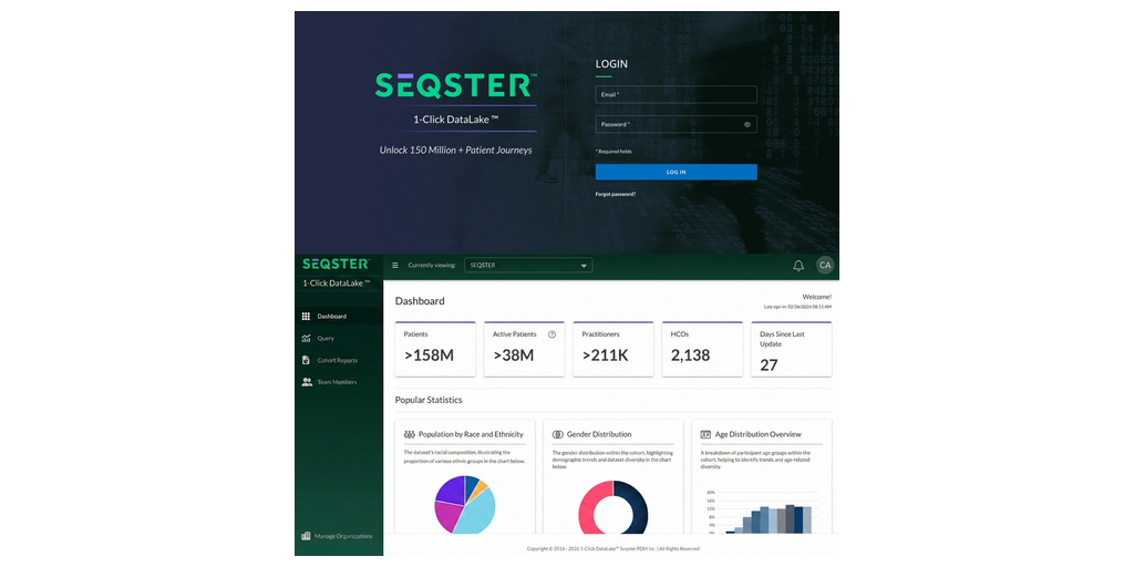 SEQSTER Launches 1-Click DataLake™ to Accelerate Clinical Trial Design, Recruitment, and Evidence Generation 1 SEQSTER 1 Click DataLake Login%2BProduct Image