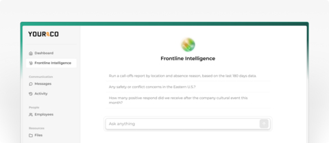 Screenshot of Yourco’s SMS-based frontline communication platform, which enables organizations to send two-way messages to employees without requiring an app or company email.
