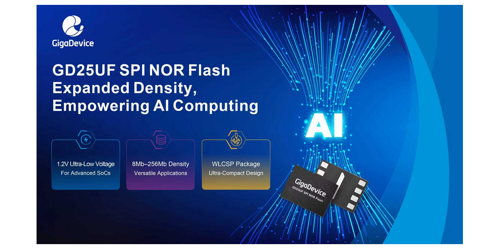  GigaDevice amplia la densità della serie GD25UF potenziando il computing basato su IA grazie all’archiviazione a bassissimo consumo di potenza da 1,2 V