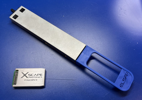 FalconX: the industry’s first fully redundant External Laser Small Form-factor Pluggable (ELSFP) device capable of emitting up to eight wavelengths or colors of light for ultra-fast, high-capacity and low-power optical data transmission.