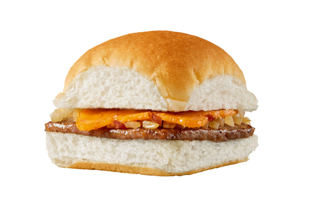 White Castle’s Cheddar Bacon Cheese Slider featuring 100% beef, steam-grilled onions and cheddar-flavored cheese made with real bacon pieces on the brand’s signature fluffy bun.