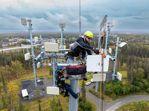 Pictured: Alaska Communications technicians install next generation fixed wireless equipment on the Kenai Peninsula during a recent network expansion. Photo courtesy of Alaska Communications.
