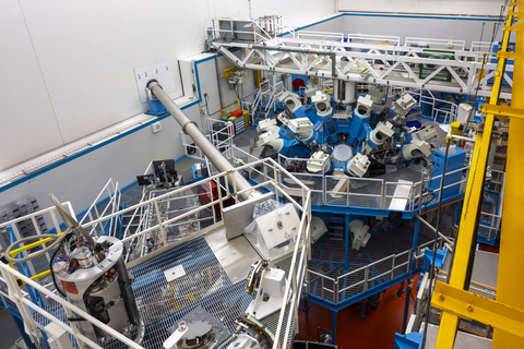 Photo caption: The OMEGA Target Bay, courtesy of the Laboratory for Laser Energetics / photo by Jake Deats