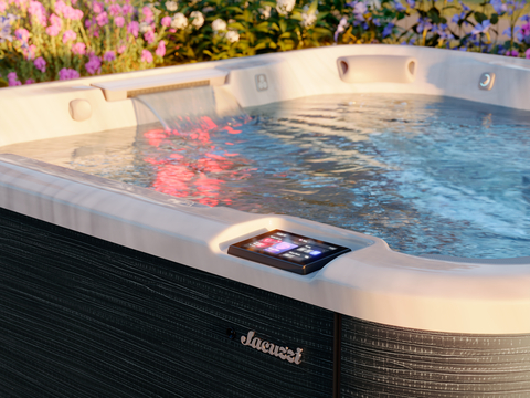 The Jacuzzi® J5™ Collection includes Balboa’s SpaTouch™ 4+ display, spa controller, and custom four-button auxiliary panel, providing an exclusive user interface for the spa.