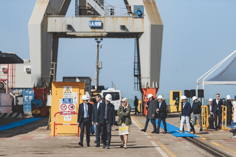 Karine Hagen with members of the Viking and Fincantieri teams at the float out ceremony for the Viking Libra.