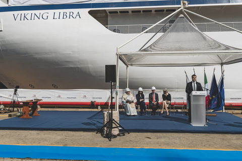 Enrico Prunotto during the float out ceremony for the Viking Libra.