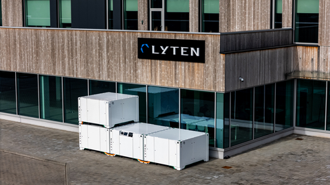 original Lyten Voltpack Mobile System in front of Lyten Dwa plant in Gdansk, Poland