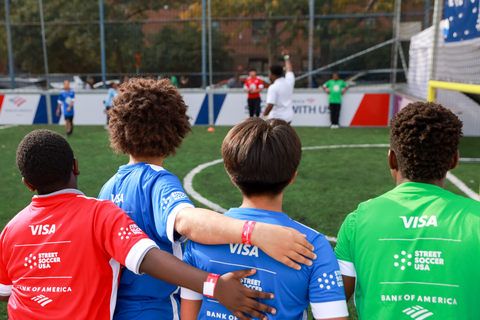 Youth soccer players at inaugural Visa Street Soccer Park opening.
