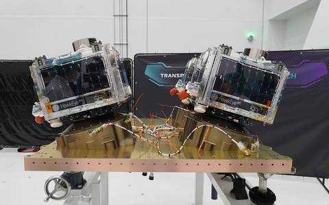 The HawkEye 360 Cluster 14 radio frequency detection satellites developed under the SFL Missions Flex Production Program, shown here awaiting integration with the SpaceX Transporter-16 Rideshare, launched today from Vandenberg Space Force Base. The launch included Norway’s AISSat-4 ship tracking microsatellite, also developed by SFL Missions. [Photo courtesy of HawkEye 360]