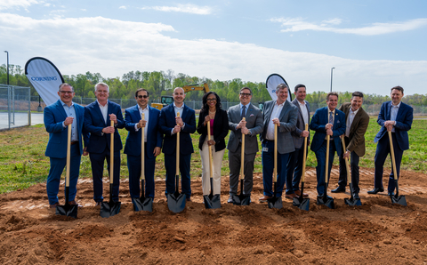 Leaders from Corning, Meta, and state and local government break ground for Corning's new cable manufacturing facility in Hickory, NC