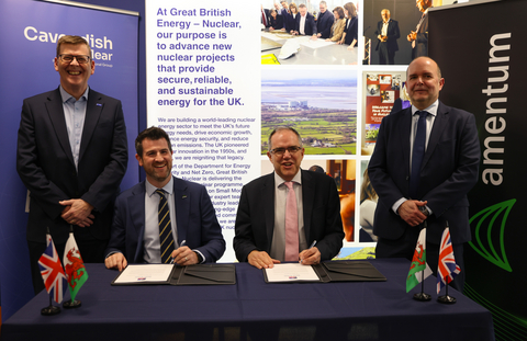 original Contract signing - left to right: Mick Gornall, Managing Director, Cavendish Nuclear; Loren Jones, Senior Vice President, Amentum; Simon Roddy, Chief Executive Officer, Great British Energy-Nuclear; Kenny Douglas, DevCo Director, Great British Energy-Nuclear