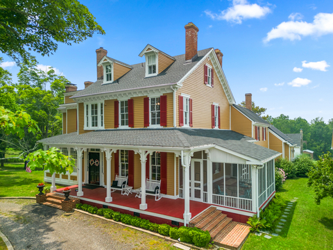 The P.A. Bowen Mansion and Farm, a 95-acre Maryland property with a restored 1870s Italianate colonial mansion and a working farm tracing its roots to the 17th century, is just an hour from Washington, D.C. and will head to auction on April 9. (Photo Credit: Housefli).
