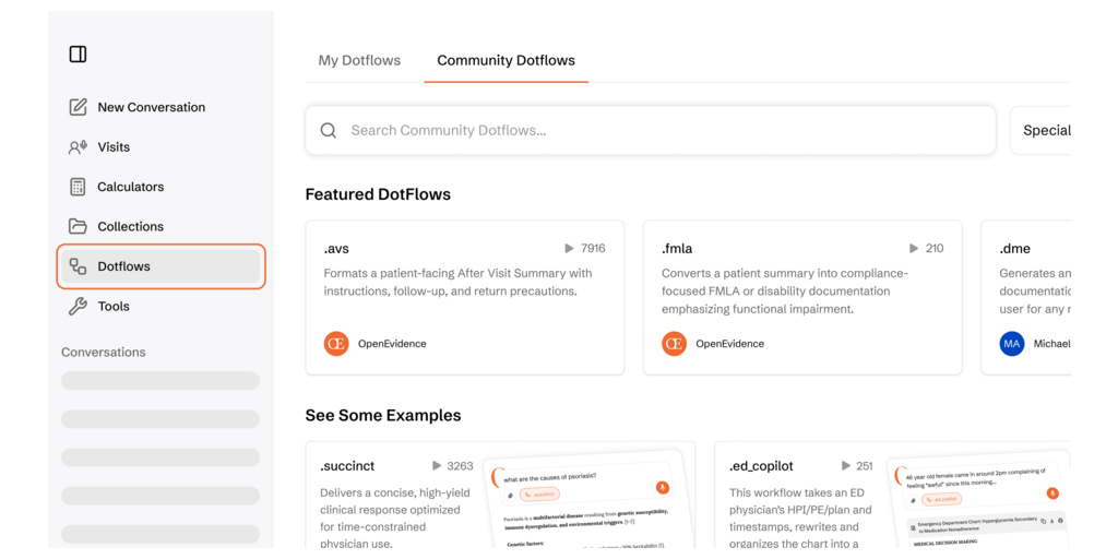 OpenEvidence Introduces Dotflows: AI-Native Customization For Every Clinician 1 Dotflows 1