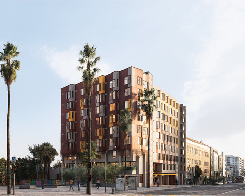 original Architectural rendering of The Marvel in the Mission, a 136-unit permanent supportive housing community planned for the intersection of 16th and Mission streets in San Francisco. The development is being financed in part by Western Alliance Bank in partnership with Mission Housing Development Corporation and the Mission Economic Development Agency. Final color selections are subject to adjustments.