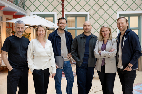 Telness Tech executive leadership team on the announcement that Telia will be the first Mobile Network Operator (MNO) deploying Seamless OS. From the left, Sergio Budkin; CRO, Martina Klingvall; Founder and CEO, Sebastian Stecki; CMO, Pablo Noguerol; COO, Christina Berggren; VP Customer, Delivery Product, Jonas Cedenwing, Founder and CTO.