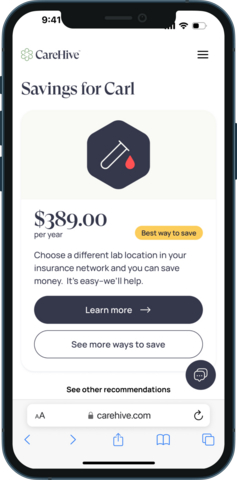 original CareHive’s navigation platform identifies personalized, in-network savings opportunities to lower out-of-pocket costs without requiring a change in providers.
