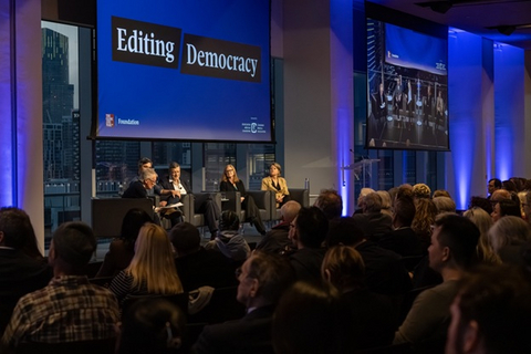 Left to right: Phillip Crawley, Nicholas Hune-Brown, Caspar Llewellyn Smith, Glenda Crisp, and Sally Buzbee. Photography by Mike Hyttinen.