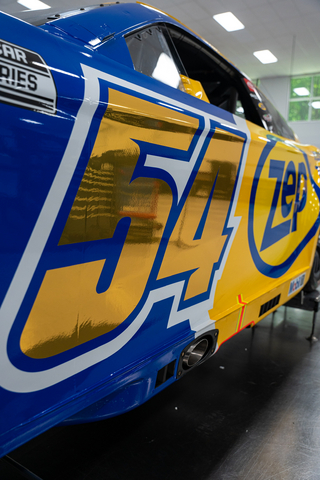 The No. 54 Zep Toyota Camry XSE, driven by Ty Gibbs for Joe Gibbs Racing, is prepared ahead of Sunday's AdventHealth 400 at Kansas Speedway (April 19, 2 p.m. ET, FOX).